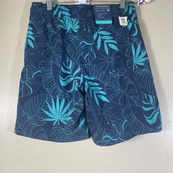 Trinity Coast Swim Trunks Men XS Navy Mint Mesh Lining Side Pockets Floral - Picture 9 of 13